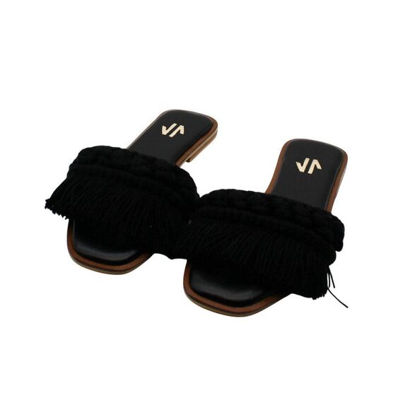 Silvia Cobos Women S Candy Fringe Flat Sandals - Black - Picture 4 of 8